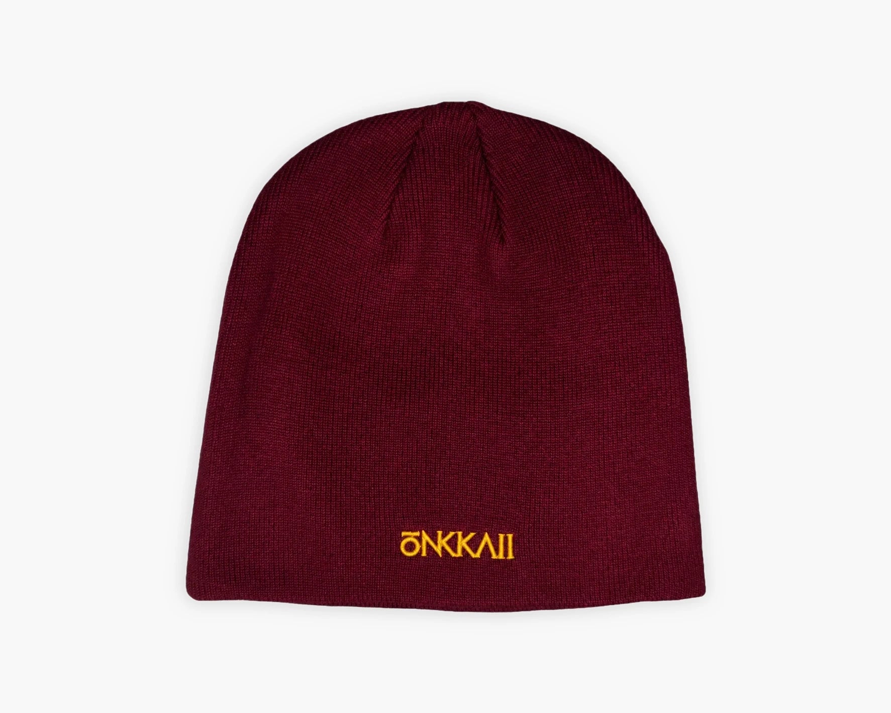 acrylic beanie — maroon