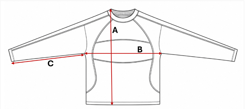 Long sleeve sizing diagram